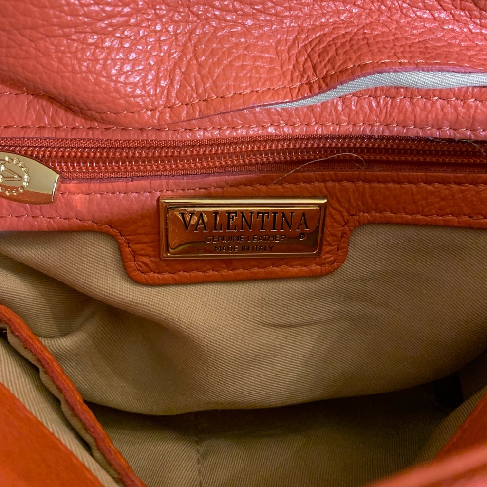 Valentina purse.crossbody leather pebbled soft 3 compartment - Picture 2 of 7